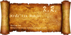 Králik Robin névjegykártya